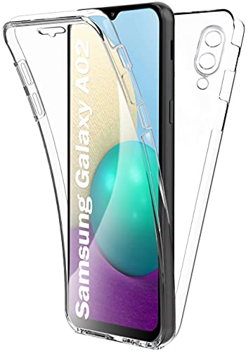 AURSTORE - Carcasa para Samsung Galaxy A02 / M02, protección integral delantera y trasera rígida, funda táctil, protección de 360 grados, antigolpes, transparente