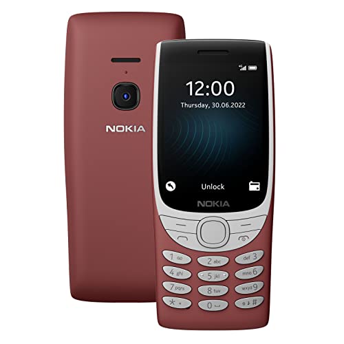 Nokia 8210 Característica Teléfono con conectividad 4G, Pantalla Grande, Reproductor de MP3 Integrado, Radio FM inalámbrica y Juego clásico Snake (Dual SIM) - Rojo