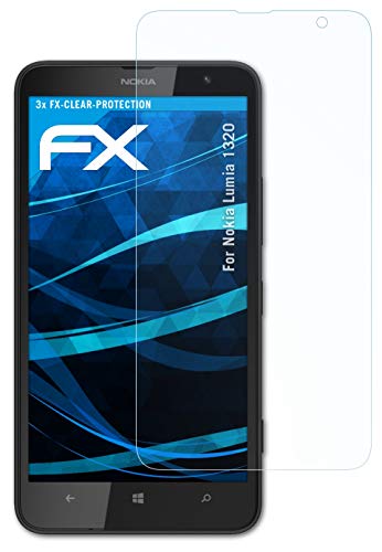 atFoliX Lámina Protectora de Pantalla Compatible con Nokia Lumia 1320 Película Protectora, Ultra Transparente FX Lámina Protectora (3X)