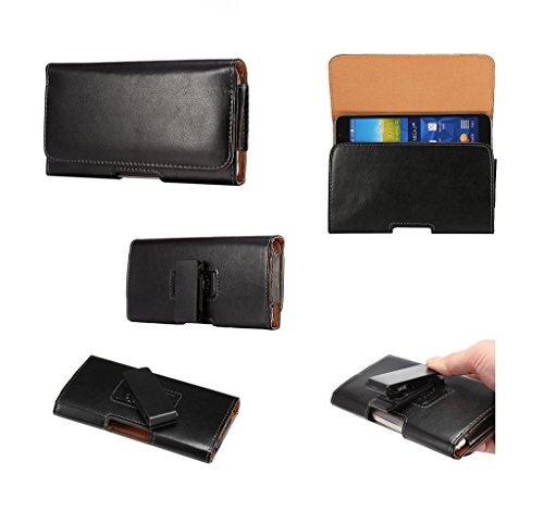 DFV Mobile - Executive Holster Magnetic Leather Case Belt Clip Rotary 360º for Wiko Rainbow Jam 4G - Black