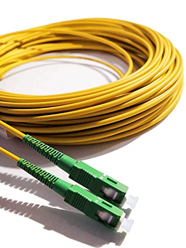 Elfcam Fibra óptica cable SC / APC a SC / APC monomodo simplex 9/125, Compatible con Orange, Movistar, Vodafone y Jazztel, 10 metros