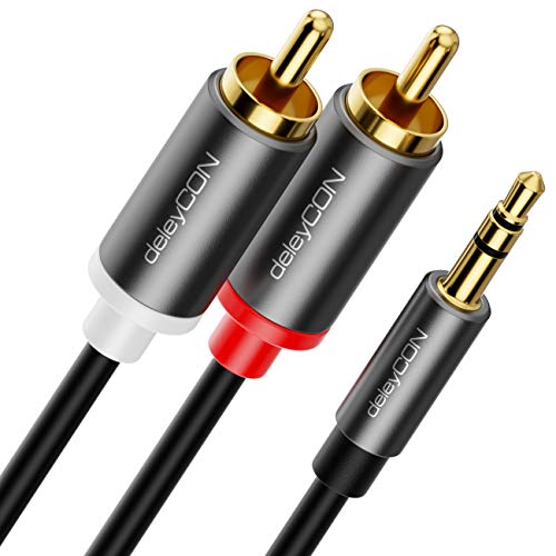 deleyCON 5m Jack a RCA Cable Audio 3,5mm Cable Convertidor de Teléfono Móvil Y Teléfono Inteligente Al Receptor de Alta Fidelidad Conector Aux 3,5mm a Conector RCA (Extra Fino y Flexible)