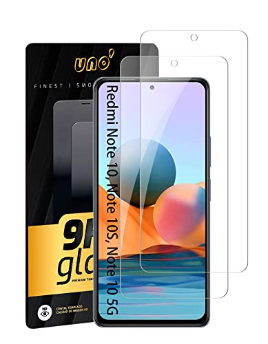 UNO' Protector pantalla cristal templado 2 Unidades compatible con Xiaomi Redmi Note 10, Note 10S, Note 10 5G, Vidrio Templado Ultra Resistent Sin Burbujas, 9H, Antiarañazos.