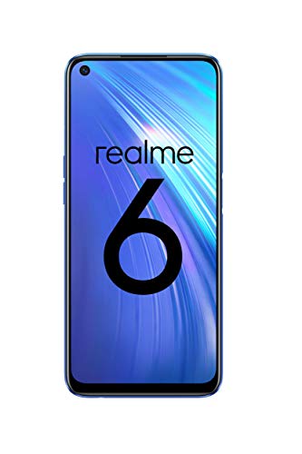 realme 6 – Smartphone de 6.5”, 4 GB RAM + 64 GB ROM, Procesador OctaCore, Cuádruple Cámara AI 64MP, Dual Sim, Color Comet Blue [Versión ES/PT]