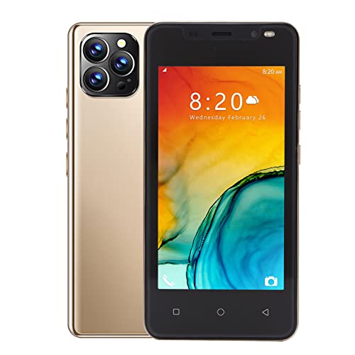 Teléfono Móvil I12 Pro Max Desbloqueado, Teléfono Inteligente Android Desbloqueado 1GB RAM 8GB ROM, Pantalla FHD de 4.66 Pulgadas, Teléfono Móvil GSM 3G Dual SIM, Desbloqueo Facial, Cámara(Oro)