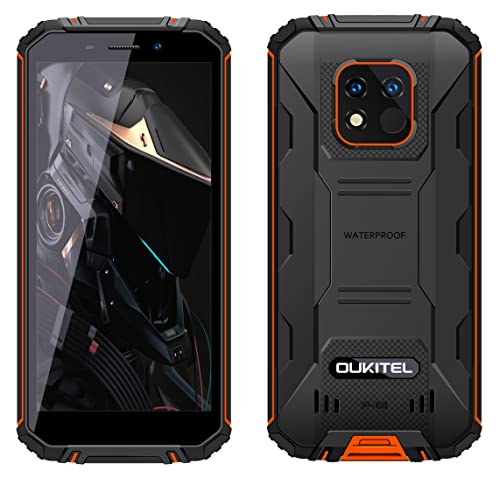 OUKITEL 12500mAh Batería Smartphone Resistente WP18 Pro, 13MP Doble Cámara IP68 Móvil Impermeable Antigolpes, Octa Core 4GB 64GB, Android 12, 5.93'' HD+, Dual SIM, Huellas Dactilares, GPS NFC Naranja