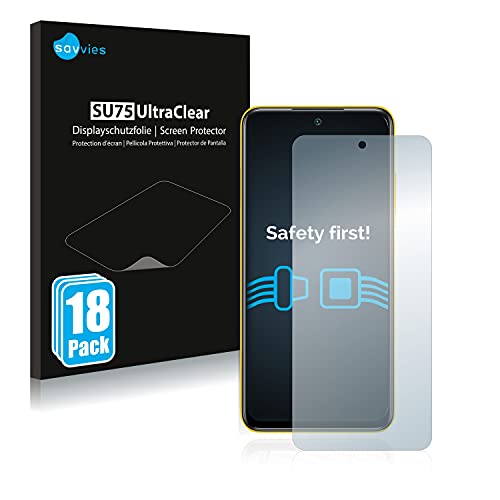 savvies Protector Pantalla compatible con Xiaomi Poco M3 Pro 5G (18 Unidades) Película Ultra Transparente