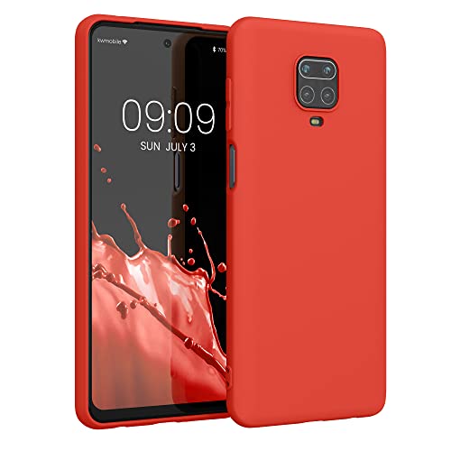 kwmobile Carcasa para Xiaomi Redmi Note 9S / 9 Pro / 9 Pro MAX Funda - Ultrafina de TPU y Silicona con Bordes elevados anticaídas - Rojo neón