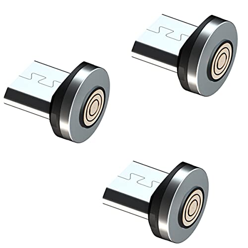 MIGRALEX Paquete de 3 adaptadores de Punta magnética Micro USB/Enchufe/Cabezal/Enchufe, Compatible con Samsung S6 S7, Kindle y más Dispositivos Micro USB,SIN Cable (Paquete de 3 Conectores Micro USB)