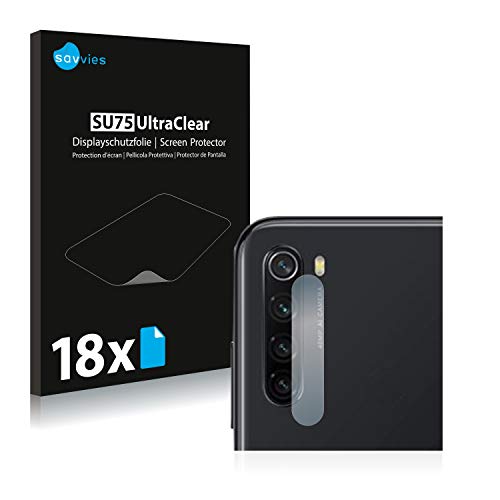 savvies Protector Pantalla compatible con Xiaomi Redmi Note 8 2019 (SÓLO Cámara) (18 Unidades) Película Ultra Transparente