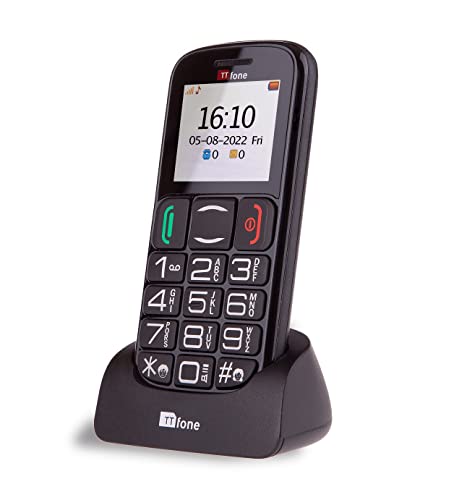 TTfone Mercury 2 TT200 - Teléfono móvil Libre (básico para Mayores, con Botones Grandes, con Base de Carga) Color Negro