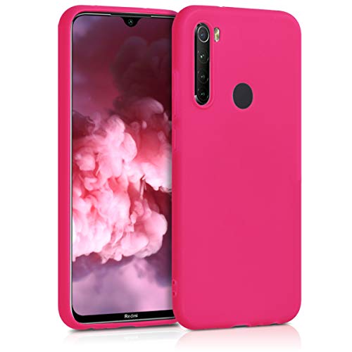 kwmobile Carcasa para Xiaomi Redmi Note 8 (2019/2021) Funda - Ultrafina de TPU y Silicona con Bordes elevados anticaídas - Rosa neón