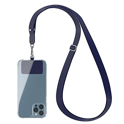 Eazy Case Cadena Universal para móvil Adecuada para Todos los Smartphones, Cadena para Colgar, Pad con Cinta Ancha, Cadena para Smartphone, Cinta de móvil combinable con Todas Las Fundas, Azul