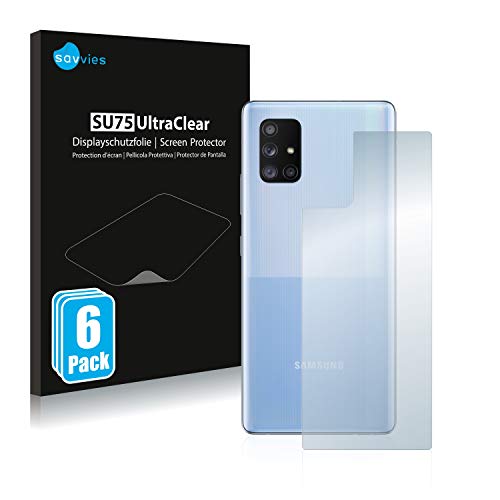 savvies Protector Pantalla compatible con Samsung Galaxy A71 5G (Trasero) (6 Unidades) Película Ultra Transparente