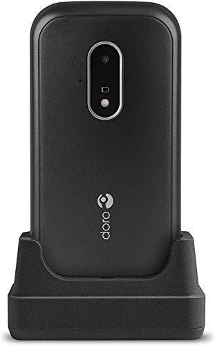 Doro 7030 Teléfono móvil Desbloqueado Dual SIM 4G fácil de Usar para Personas Mayores con Whatsapp, Facebook, ubicación GPS y Cuna incluida (Negro) [Versión británica e Irlandesa]