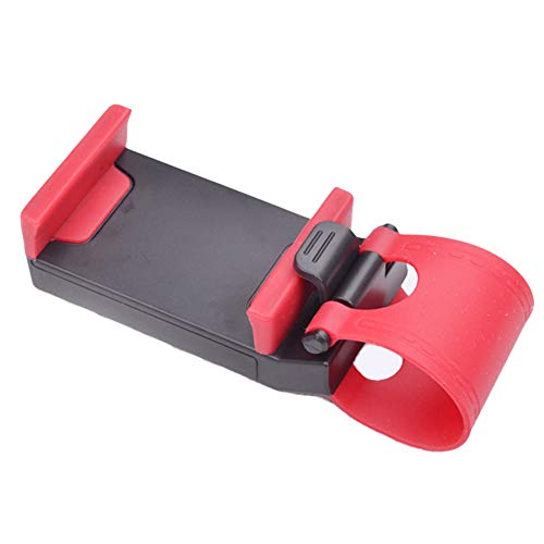 JUNGEN Soporte del teléfono móvil del Volante, Soporte de navegación del Volante del Coche, Clip del teléfono del Coche Adecuado para el iPhone Samsung Xiaomi Huawei Meizu GPS (5-8.5cm) (Rojo)