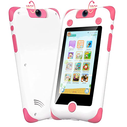 SEVGTAR Smartphone, Teléfono para Niños Android Bluetooth WiFi Móviles, AR Cámara Iluminación Conocimiento Juego de Aprendizaje Modo de Control Parental, Regalo de Cumpleaños para Niños, Rosa
