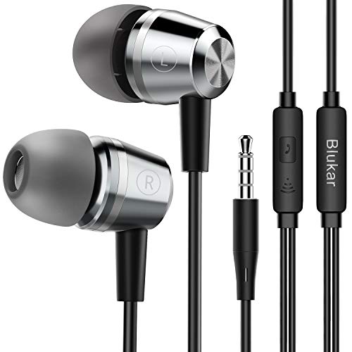 Blukar Auriculares In Ear, Auriculares con Cable y Micrófono Headphone Sonido Estéreo para Huawei, XiaoMi, PC, MP3/MP4 Android y Todos los Dispositivos de Auriculares de 3,5 mm