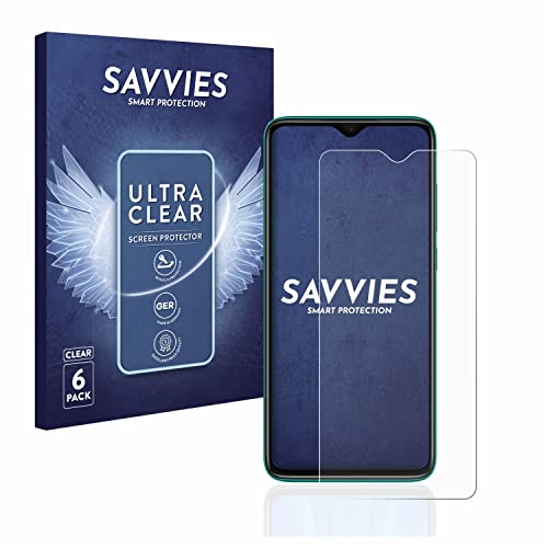 savvies Protector Pantalla compatible con Xiaomi Redmi Note 8 Pro (6 Unidades) Película Ultra Transparente