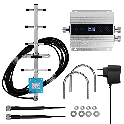 Adaskala LCD GSM900MHz Amplificador de señal de teléfono móvil de Doble Extremo Amplificador de señal de repetidor de señal de teléfono Celular con Antena Yagi