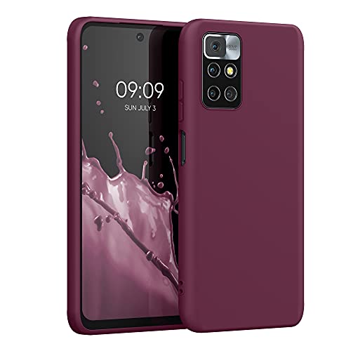 kwmobile Carcasa para Xiaomi Redmi 10 (2021/2022) Funda - Ultrafina de TPU y Silicona con Bordes elevados anticaídas - Violeta Burdeos
