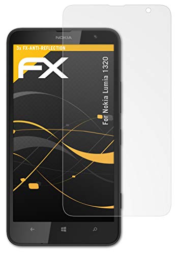 atFoliX Película Protectora Compatible con Nokia Lumia 1320 Lámina Protectora de Pantalla, antirreflejos y amortiguadores FX Protector Película (3X)