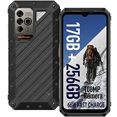 Móvil Resistente Ulefone Power Armor 19, Teléfono Móvil Robusto 4G, 17GB+256GB Helio G99, 9600mAh 66W Carga Rápida/Medir la Temperatura, 108MP+32MP, 6.58