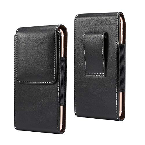 DFV mobile - Vertical Leather Holster with Belt Loop for Nokia Lumia 1520 (Nokia Beastie) - Black
