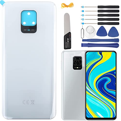 YHX-OU Tapa Batería para Xiaomi Redmi Note 9S Redmi Note 9 Pro Reemplazo de la Carcasa Trasera + Herramienta de Instalación (Blanco)