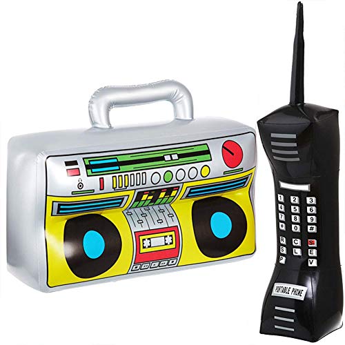 Akemaio 2 Piezas de Radio Inflable Boombox Inflable teléfono móvil Accesorios inflables para Decoraciones de Fiesta de los años 80 y 90
