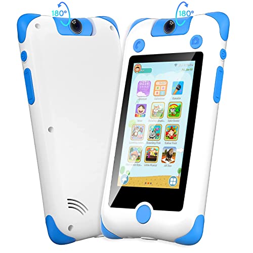 SEVGTAR Smartphone, Teléfono para Niños Android Bluetooth WiFi Móviles, AR Cámara Iluminación Conocimiento Juego de Aprendizaje Modo de Control Parental, Regalo de Cumpleaños para Niños, Azul
