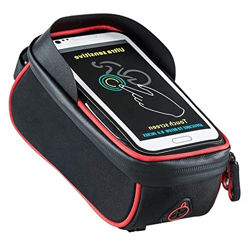 Bolsa impermeable para bicicleta con pantalla táctil compatible con teléfonos móviles de menos de 6.0 pulgadas, Red