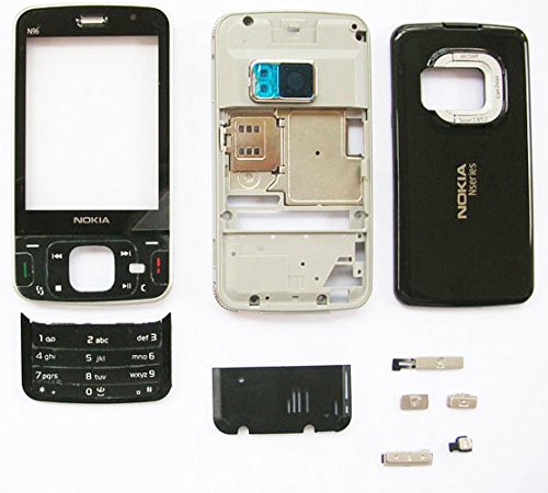 Carcasa completa para Nokia N96 negro gris cubierta delantera trasera batería caso caso reemplazo de carcasa teléfono móvil accesorio