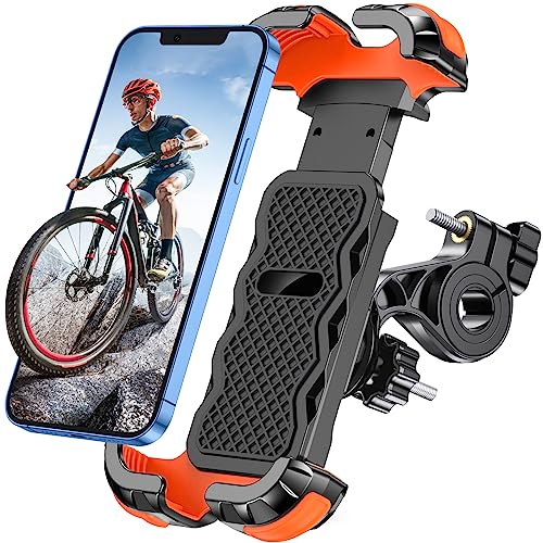 Glangeh Soporte Movil Bicicleta Universal, 360° Rotación Soporte Movil Moto para Manillar, Anti Vibración y Cierre Seguro Soporte Móvil Moto Compatible con iPhone Samsung Xiaomi y Otro 4.7-6.8