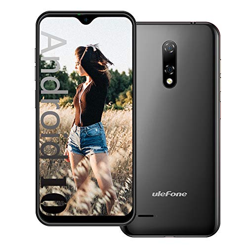 Ulefone Note 8P Android 10 4G Teléfono Móvil, 5.5' Waterdrop Pantalla Smartphone, Quad Core 2GB + 16GB, SIM Dual + SD (Ranura para 3 Tarjetas), Cámara 8MP+2MP+5MP GPS Negro
