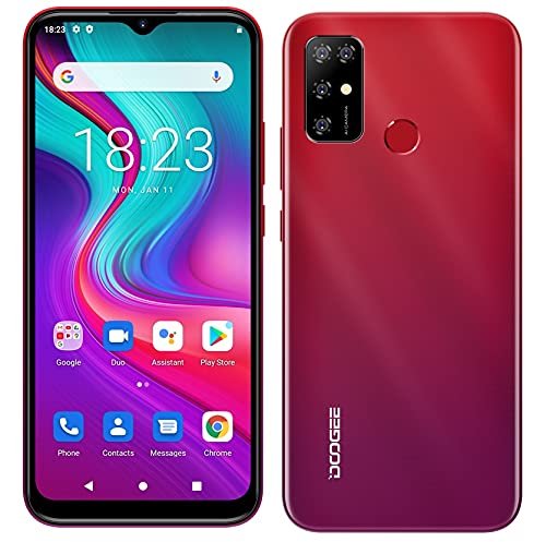 Teléfono Móvil Android 11 DOOGEE X96 Pro, Octa Core 4GB RAM 64GB ROM, Batería 5400mAh, Cámara Cuádruple 13MP, Pantalla HD+ 6,52 Pulgadas, Smartphone Dual SIM + SD (3 Ranuras), Huella Digital Rojo