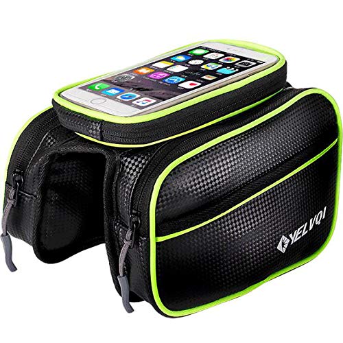 Impermeable Bolsa Bicicleta Bolsa De Bicicleta Almohadilla De Esponja Táctil Con Forma De Velcro Elegante Y Hermosa Para Teléfonos Móviles De Menos De 6.0 Pulgadas Bolsa de teléfono móvil, Black