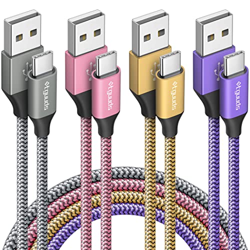 etguuds Cable USB C [4Pack 0,9M], 3A Cargador Tipo C Nylon Carga Rápida y Sincronización Cable USB C para Samsung Galaxy S21/S20/S10/S9/S8 Plus S10E, Note 10 9 8, A20E/A12/A32/A50