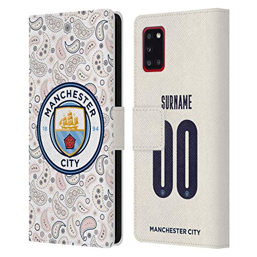 Head Case Designs Officially Licensed Custom Customised Personalised Manchester City Man City FC Tercera Kit de Insignia 2020/21 Carcasa de Cuero Tipo Libro Compatible con Samsung Galaxy A31 (2020)