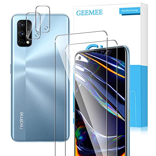 GEEMEE für OPPO Realme 7 Pro Protector de Pantalla + Protector de Lente de cámara,【2 Pack+ 2 Pack 】 Cristal Templado Película Vidrio Templado 9H Alta Definicion Glass Screen Protector