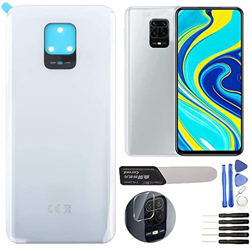 YHX-OU Tapa de batería Compatible con Xiaomi Note 9S/Note 9 Pro Reemplazo de la Carcasa Trasera + Herramienta de instalación (Brillante White)