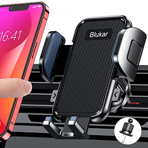 Blukar Soporte Móvil Coche, Soporte Teléfono Coche para Rejilla del Aire Ventilación con Clip de Gancho Mejorado & Un botón de liberación & 360° Rotación para Smartphone/GPS 4.0-6.7 Pulgadas