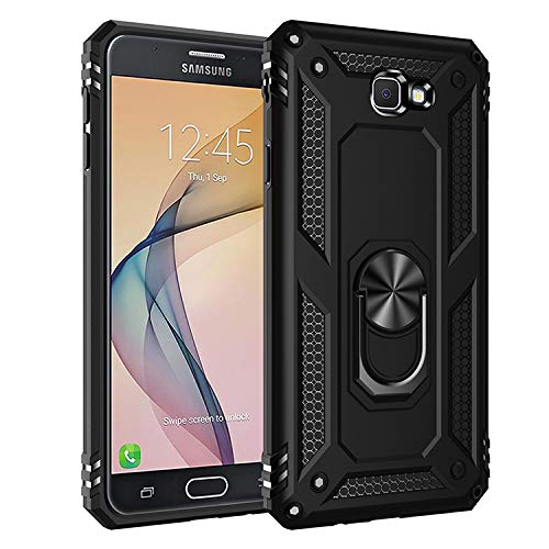 yanzi Compatible para Samsung Galaxy J7 Prime Teléfono Funda(2018)+9H Vidrio Templado[Militar Anti-Choques]-[Soporte] TPU Híbrida Matte Protección Carcasa para Samsung Galaxy J7 Prime-Negro