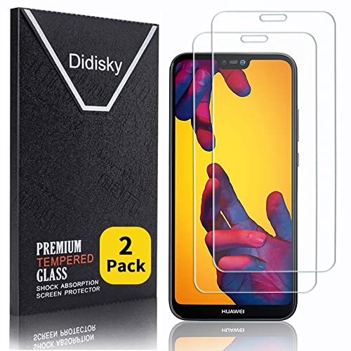 Didisky Cristal Templado Protector de Pantalla para Huawei P20 Lite, [Toque Suave] Fácil de Limpiar, 9H Dureza, Fácil de Instalar, [2-Unidades]