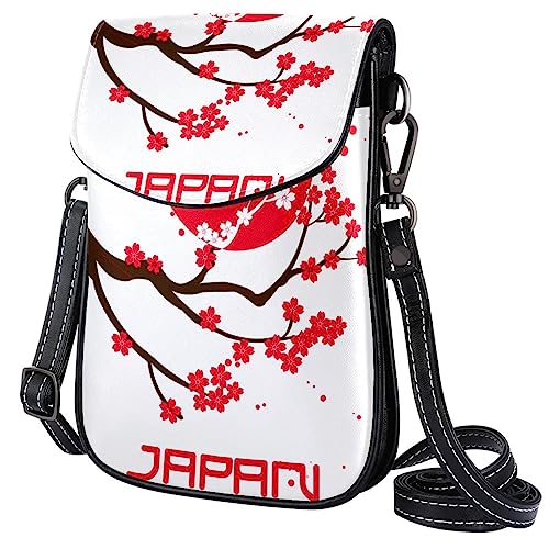 Pequeña Bolsa Bandolera Mujer Cereza Japonesa Mini Bolsa Para Teléfono Móvil Cuero Monedero 19x12x2cm