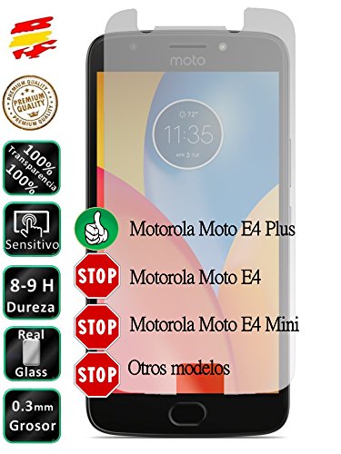 Movilrey Protector para Motorola Moto E4 Plus 4G 5.5 Cristal Templado de Pantalla Vidrio 9H para movil