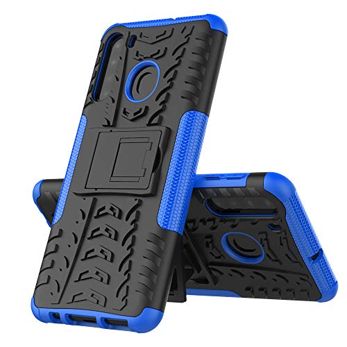 XINYUNEW Funda Moto G8 Power Lite Case,360 Grados Protective+Pantalla de Vidrio Templado Caso Carcasa Case Cover Skin móviles telefonía Carcasas Fundas para Moto G8 Power Lite Case-Azul