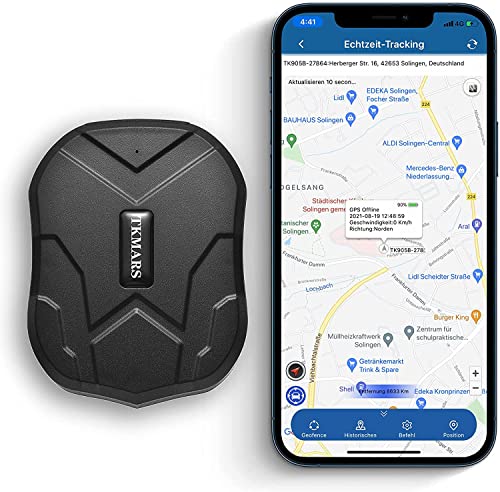 TKMARS GPS Coche Localizador TK905, Batería de 5000 mAh 3 Meses en Espera IP65 Potente Localizador GPS para Coche con Aplicación Gratuita