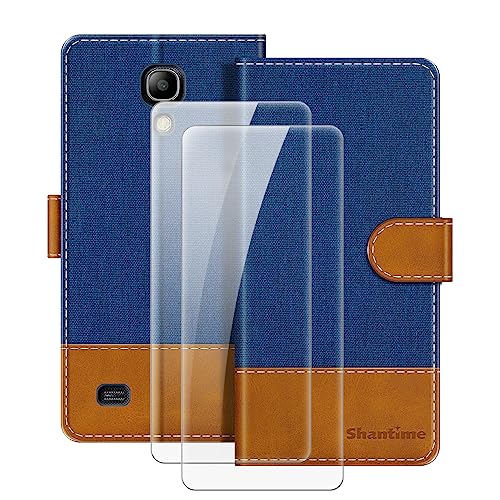 MILEGAO Estuche de Cuero Funda para Samsung Galaxy S4 Mini Estuche magnético para teléfono con Billetera + [2 Unidades] Protector de Pantalla de Vidrio Templado para Samsung Galaxy i9190 (4.3”)