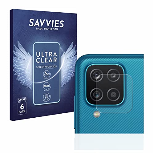 savvies Protector Pantalla compatible con Samsung Galaxy A12 (SÓLO Cámara) (6 Unidades) Película Ultra Transparente